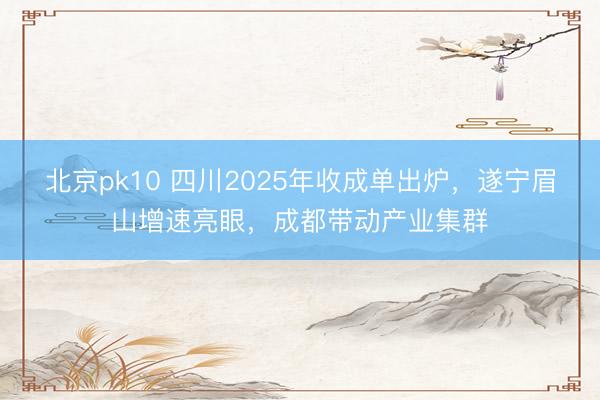 北京pk10 四川2025年收成单出炉，遂宁眉山增速亮眼，成都带动产业集群